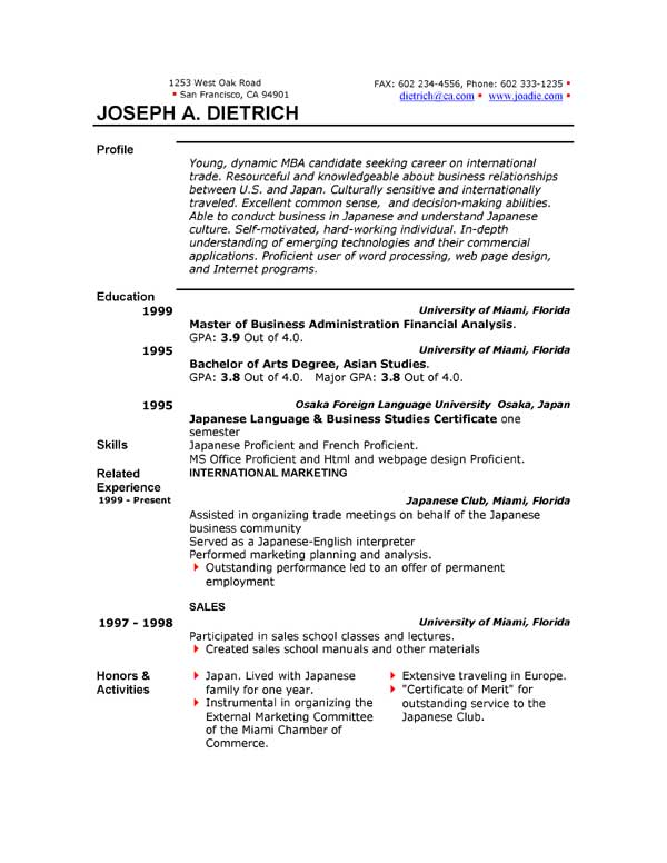 download free resume templates word